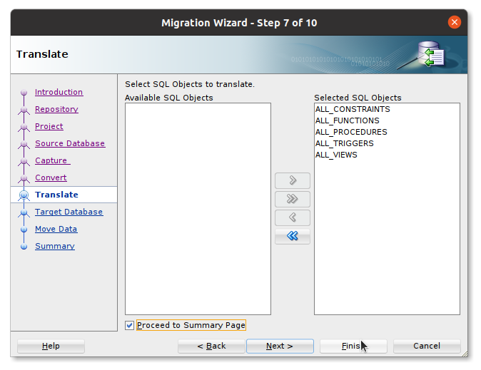 Select objects to translate