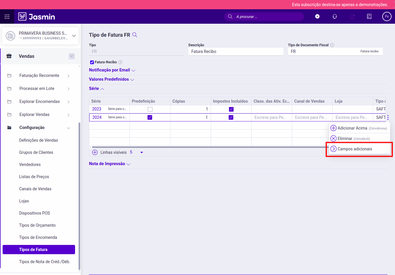 Jamsin - edit invoice type